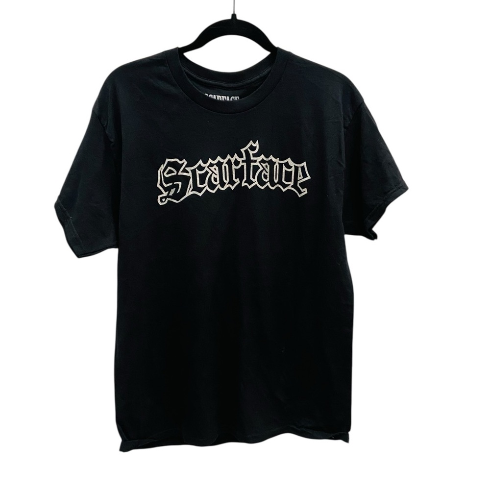 Hybrid Apparel Black Short Sleeve Tee with Gothic Font
